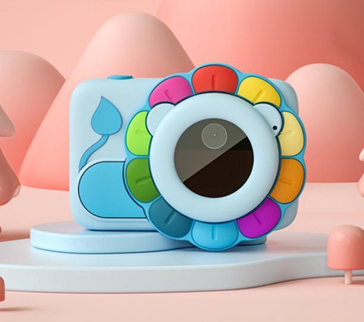 KOOOL 2-in-1 Digitale Kindercamera & Encyclopedie Spraakuitzending met APP - Regenboog Blauw - 3200W HD met AI kennis & WIFI verbinding  & 2 uur lang 1080*1920 HD-video & Slimme Systeem inclusief Micro SD Kaart 32GB - Getimede&Continu fotograferen -