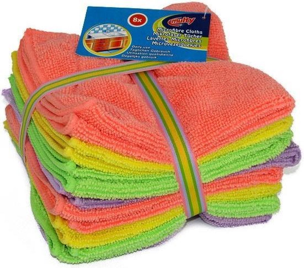 Multy Microvezeldoekjes 30x30cm 8 Stuks Ass.kleur