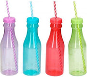 Set van 4 stuks Gekleurde zomerse Drinkfles met Rietje