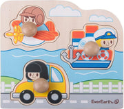 Everearth Vormenpuzzel Voertuigen Junior Hout 3 Stukjes