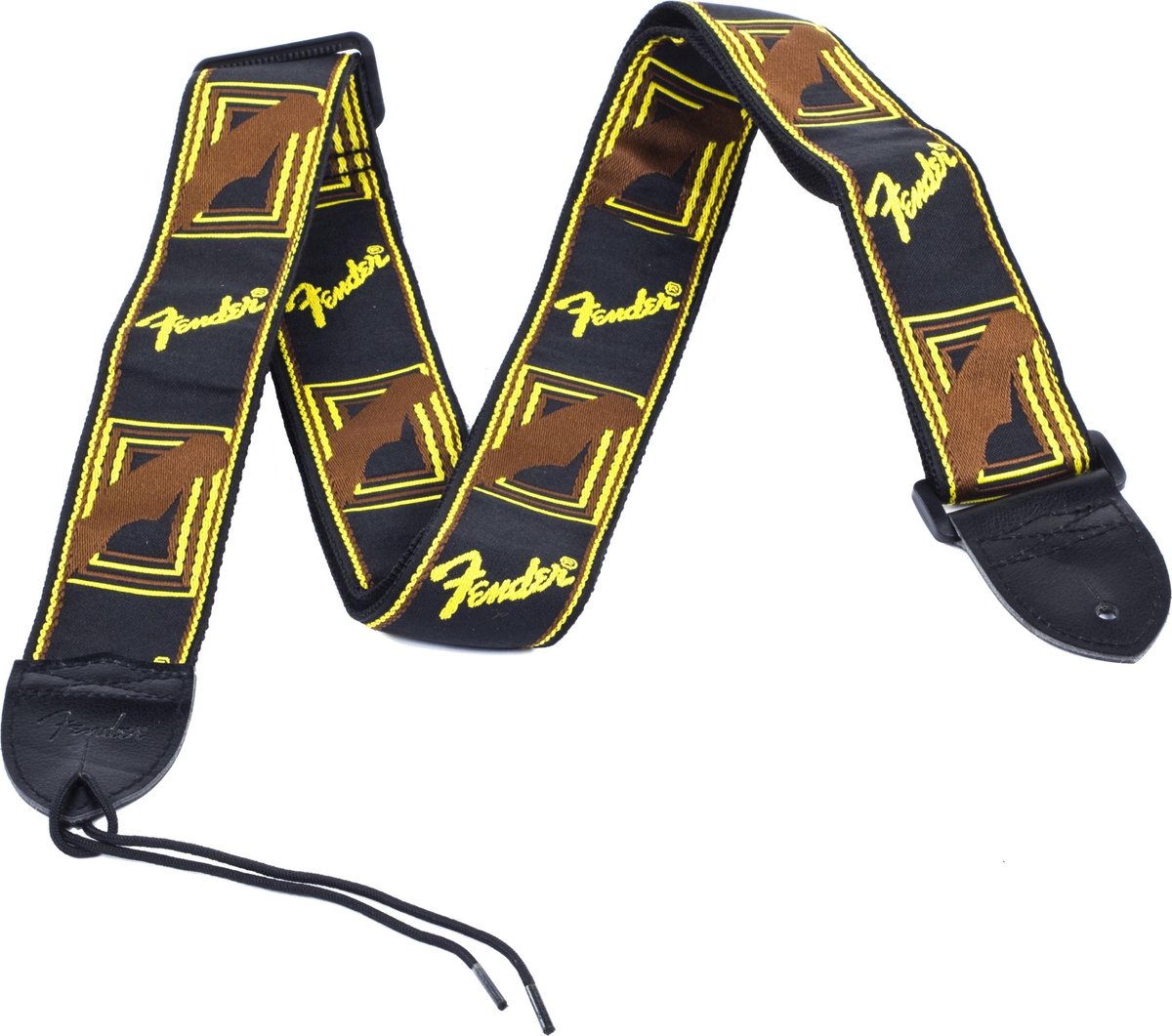 Fender Monogrammed Strap Black Yellow Brown gitaarband