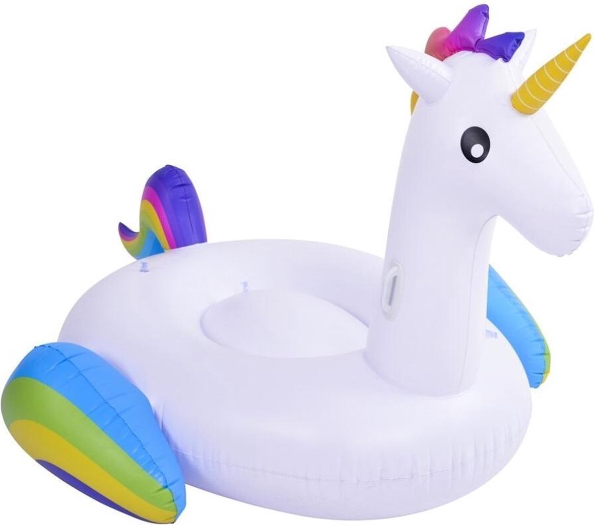 Opblaasbare zwembad luchtbed/ride-on witte eenhoorn/unicorn   218 x 160 x 120 cm - Zwembanden/ringen speelgoed dieren