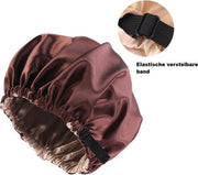 Cabantis Bonnet-Slaapmuts| Polyester & Satijn|Satijn Geweven|Hoofddeksel|Unisex|Verstelbaar-systeem|Donker-Bruin