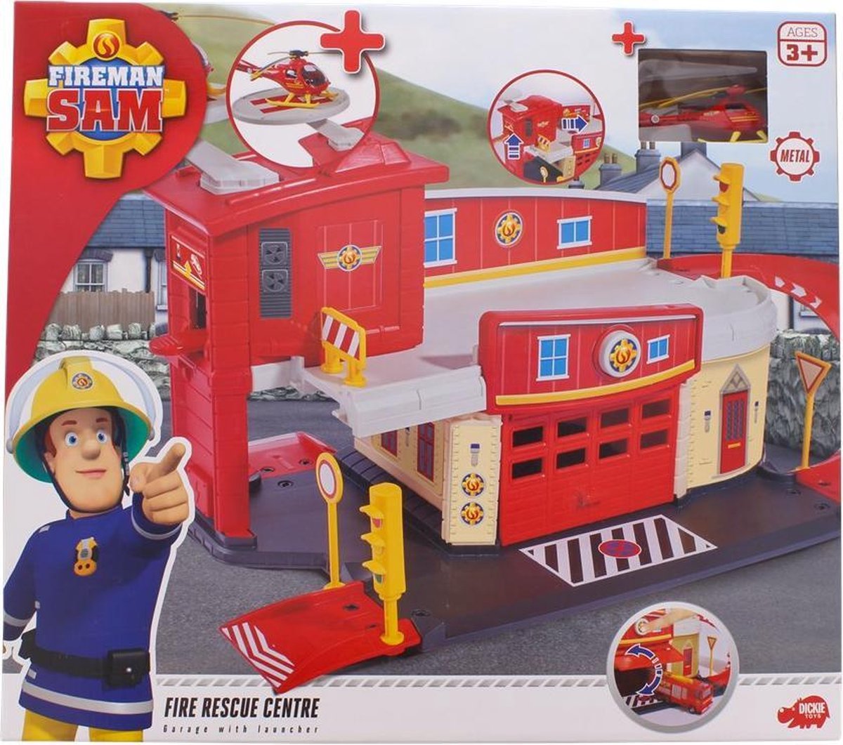 Brandweerman Sam - Brandweer garage met helicopter - Fire rescue centre - Garage with Launcher