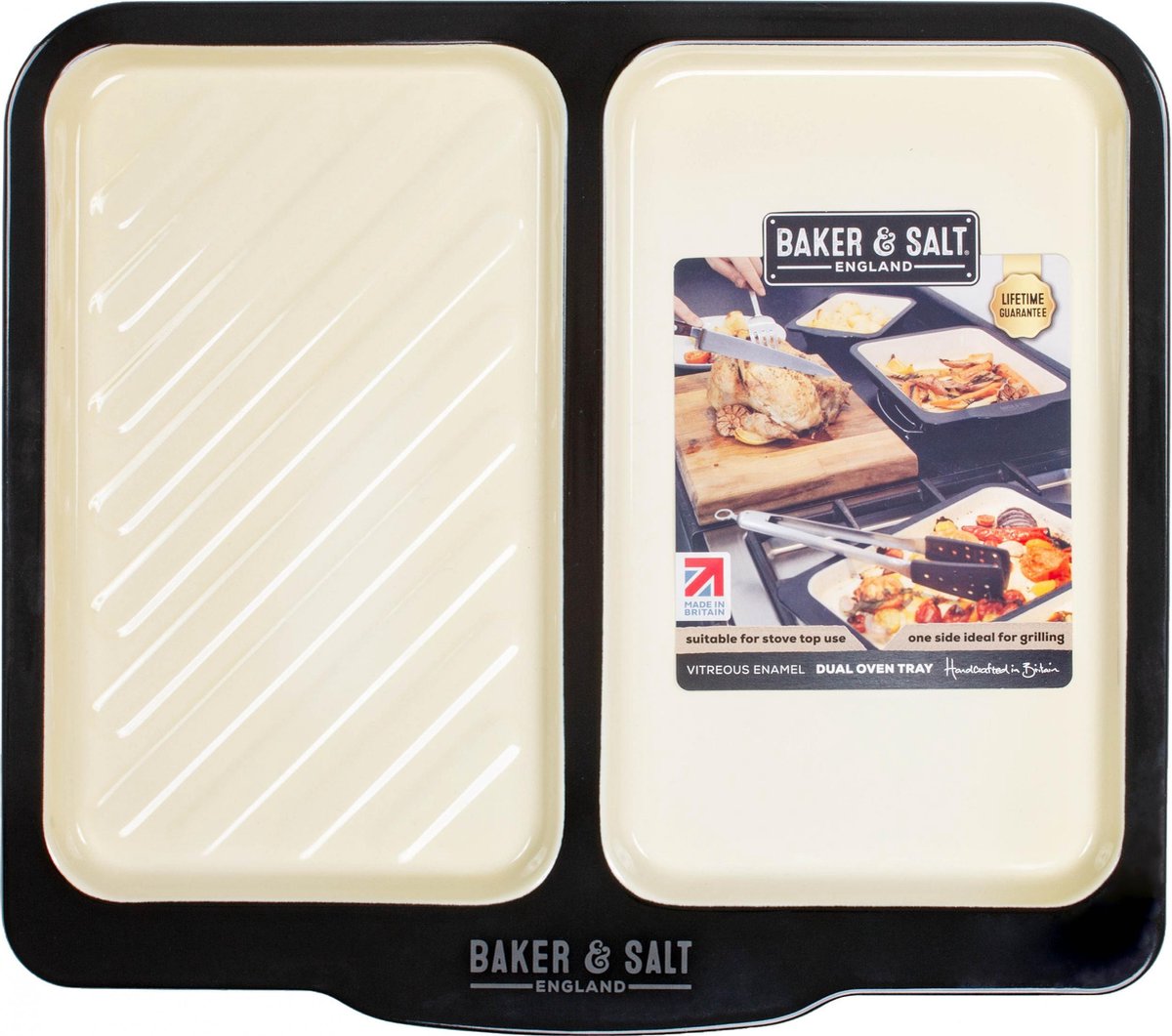 Wham Bakplaat Baker & Salt Dubbel 40 X 35 Cm Emaille Zwart