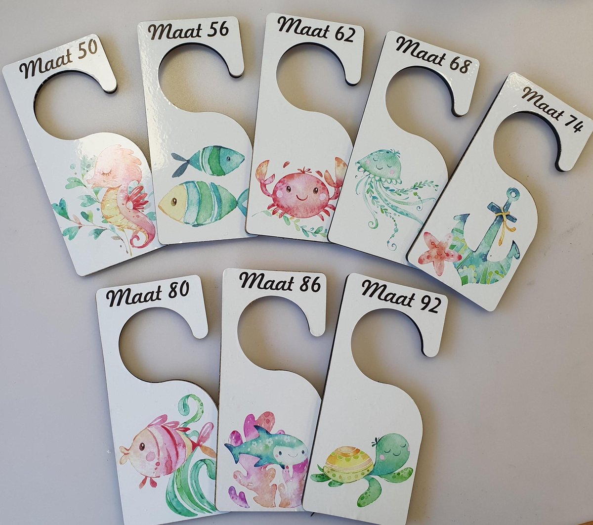 Kastverdelers ZEE DIEREN maat 50 t/m 92 - maathangers - baby - baby kleding - kleding kast - organizer - babykleding ordenen - thema onder water