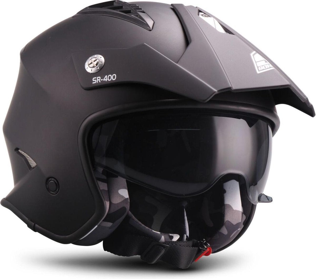 SOXON SR-401 Mono BLACK - Zwarte jethelm