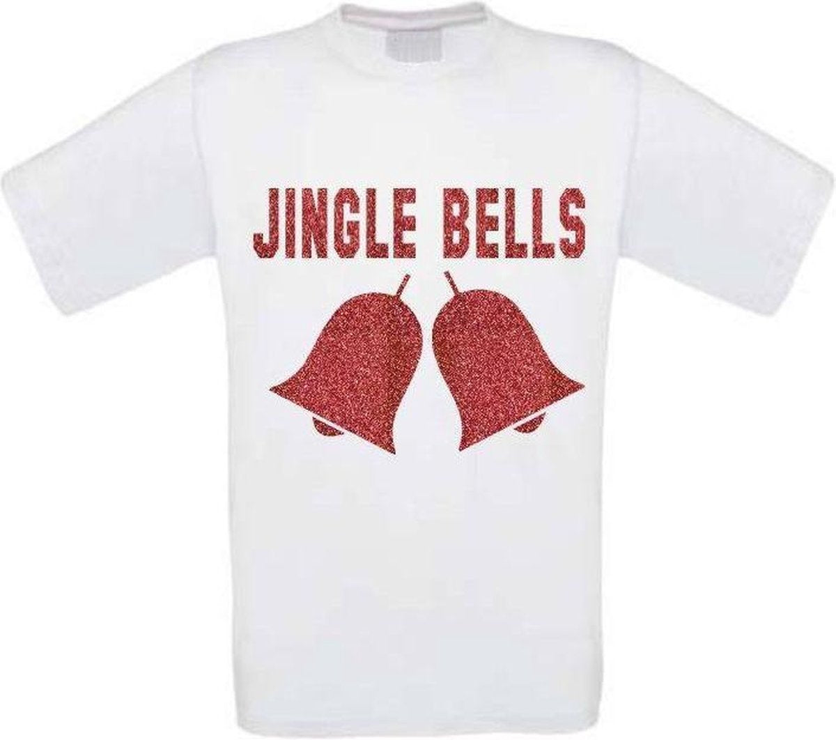 T-shirt Jingle bells glitter maat S wit