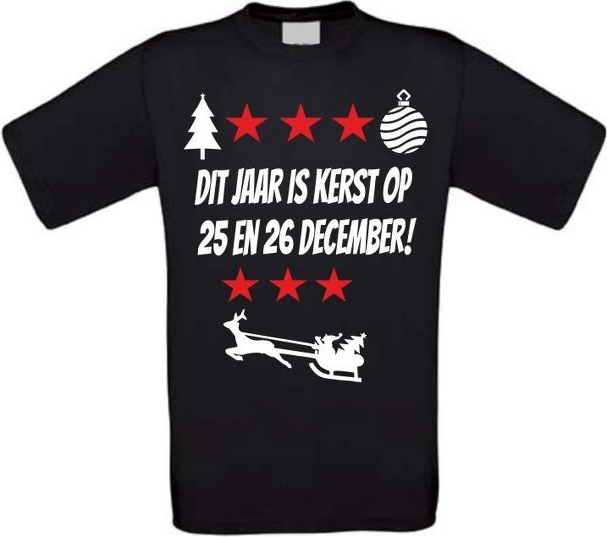 Dit jaar is kerst op 25 en 26 december  T-shirt maat XL zwart