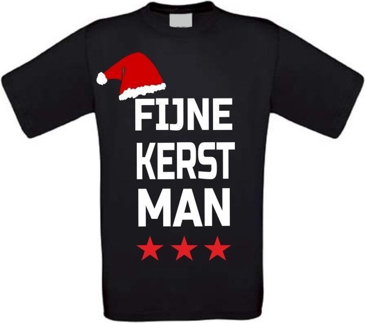 Fijne kerstman T-shirt maat M zwart