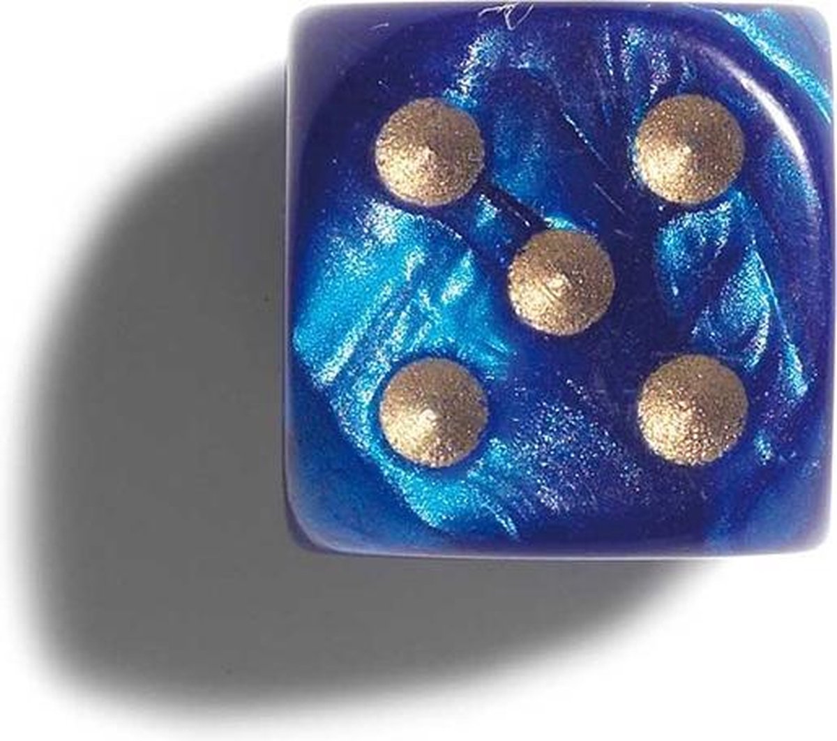 Philos parelmoer blauwe dobbelstenen 12mm