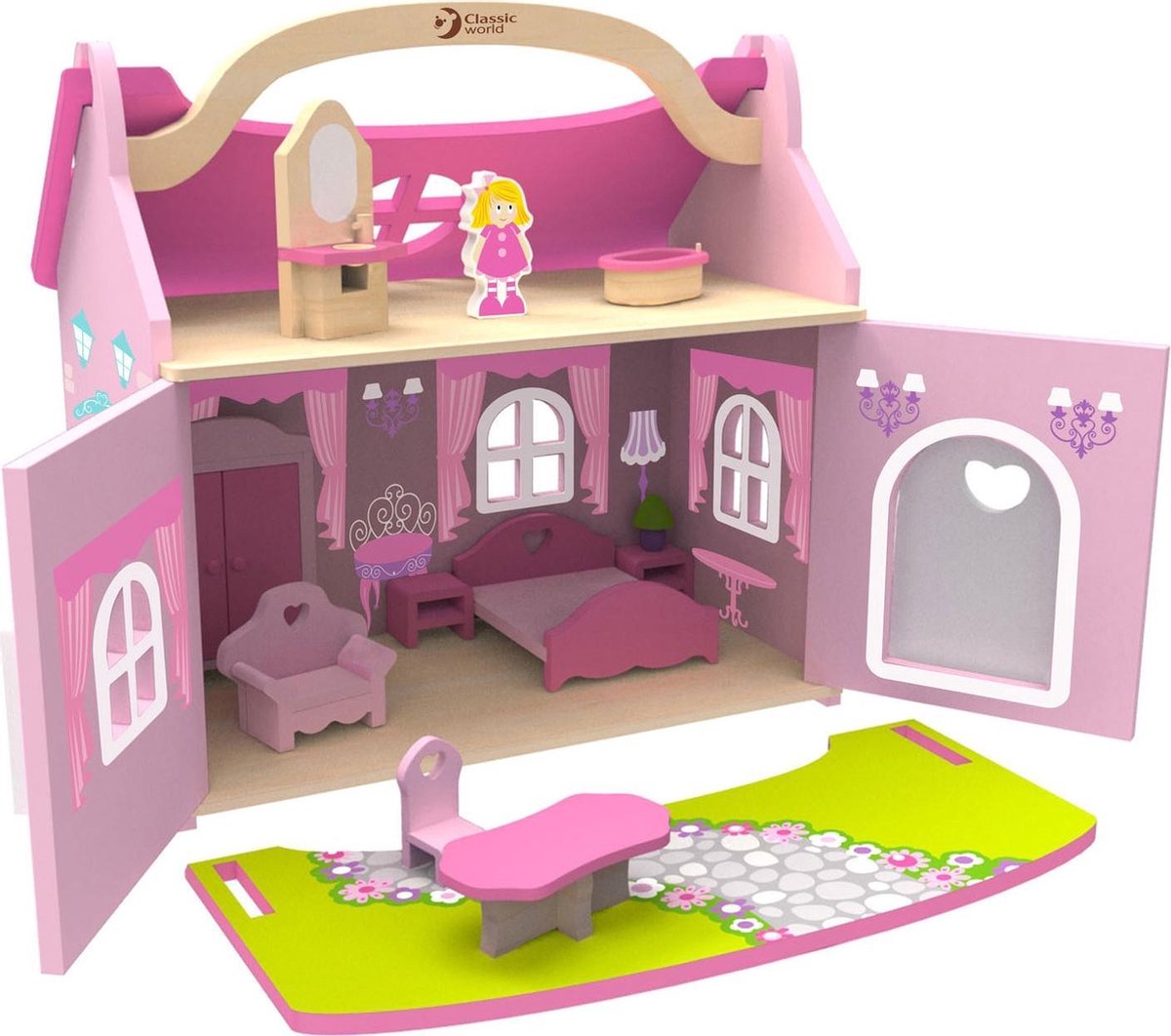 Classic World Houten Poppenhuis met Accessoires