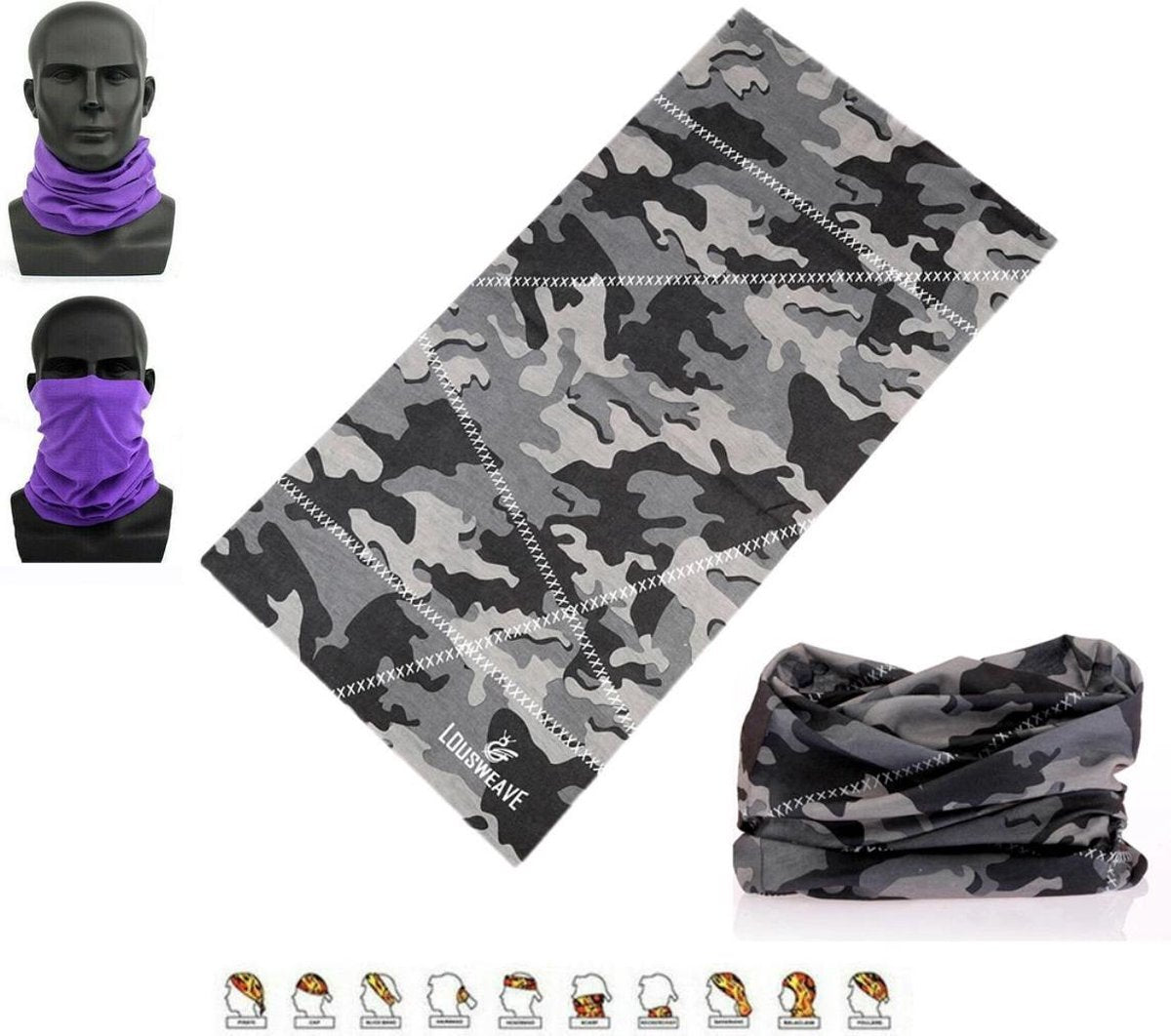 Sorprese nekwarmer – camouflage grijs – nekwarmer heren – mondkapje