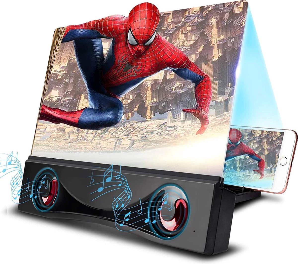 Telefoon Vergrootscherm met Bluetooth Speakers – Geniet van groter beeld met Stereo geluid - Smartphone Vergrootscherm – Telefoon Vergrootglas -Telefoon vergroter - Smartphone Magnifier - Personal Cinema - Geschikt voor Alle Smartphones!