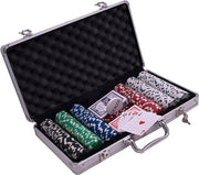 Poker set - 300 Chips - Pokerset - aluminium koffer - Zwart - Poker kaarten - Poker chips - 11