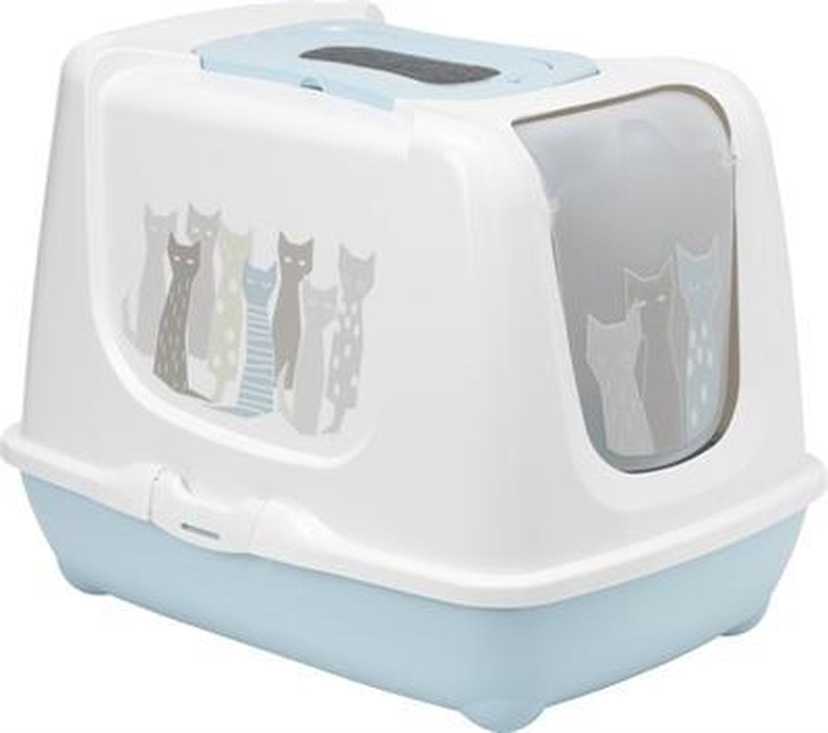 Moderna kattenbak trendy maasai lichtblauw / wit - 50x39x39 cm - 1 stuks