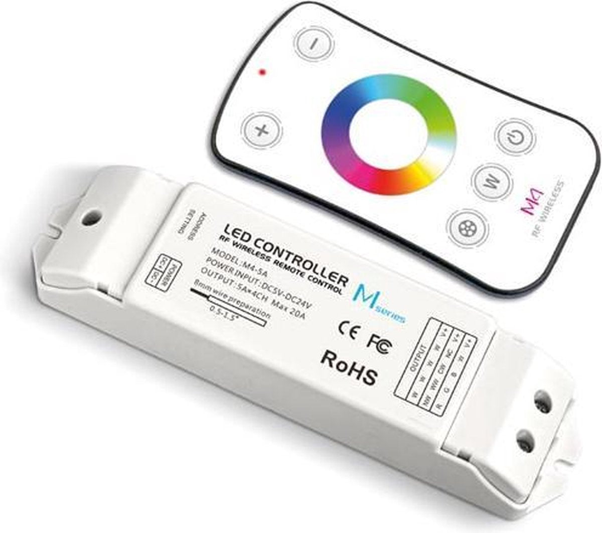 RGBW LED CONTROLLER - MET RF-AFSTANDSBEDIENING
