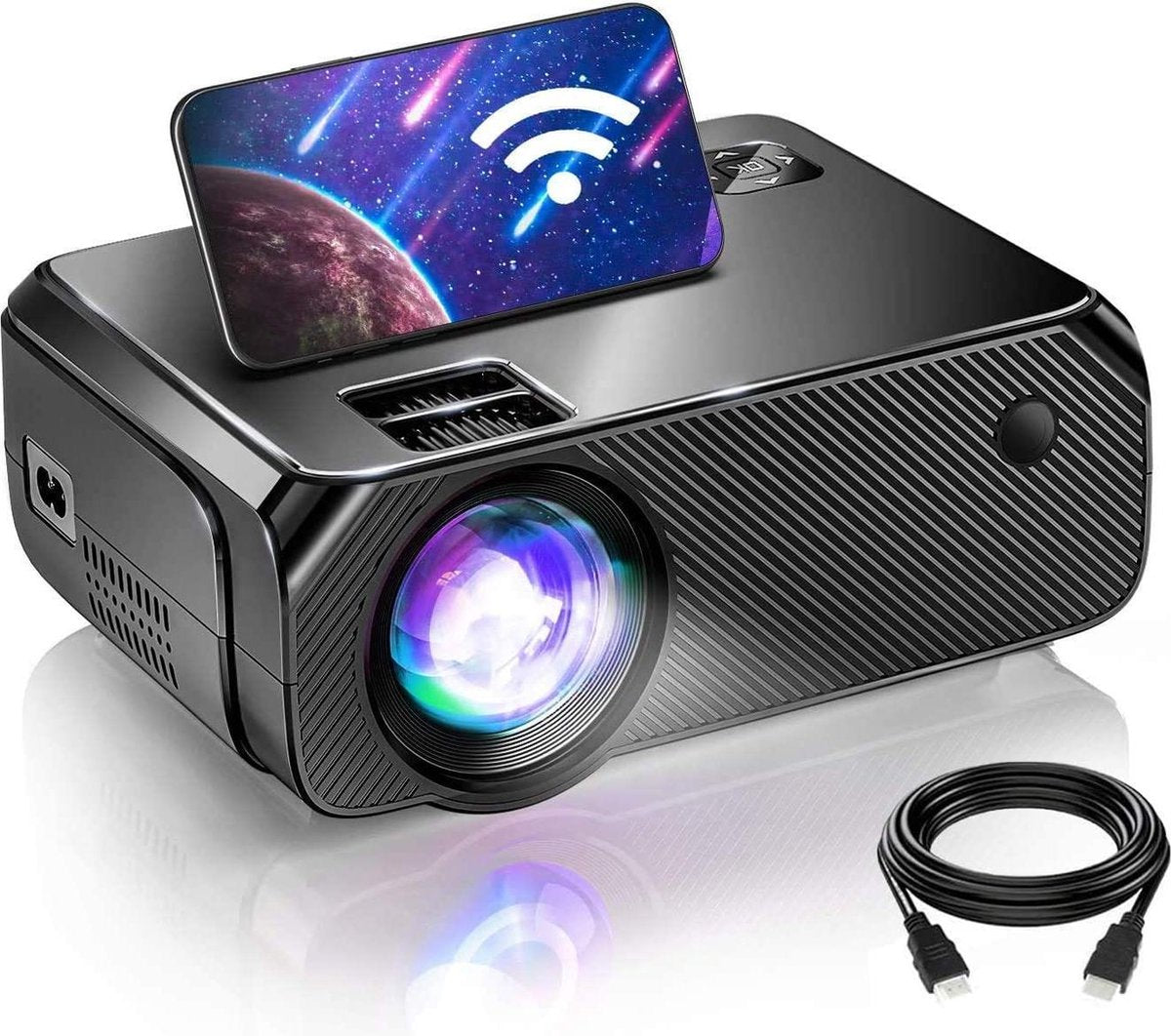 Vamvo®  Mini beamer met WiFi 1080p - Full HD 300 inch display mogelijkheid - Geen kabels benodigd - Compatibel met PS4