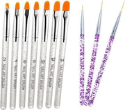 GUAPÀ - Nail Art Gel Penselen Duo Set voor het creëren van prachtige nagels - High Quality - 11 stuks - Zilver Paars