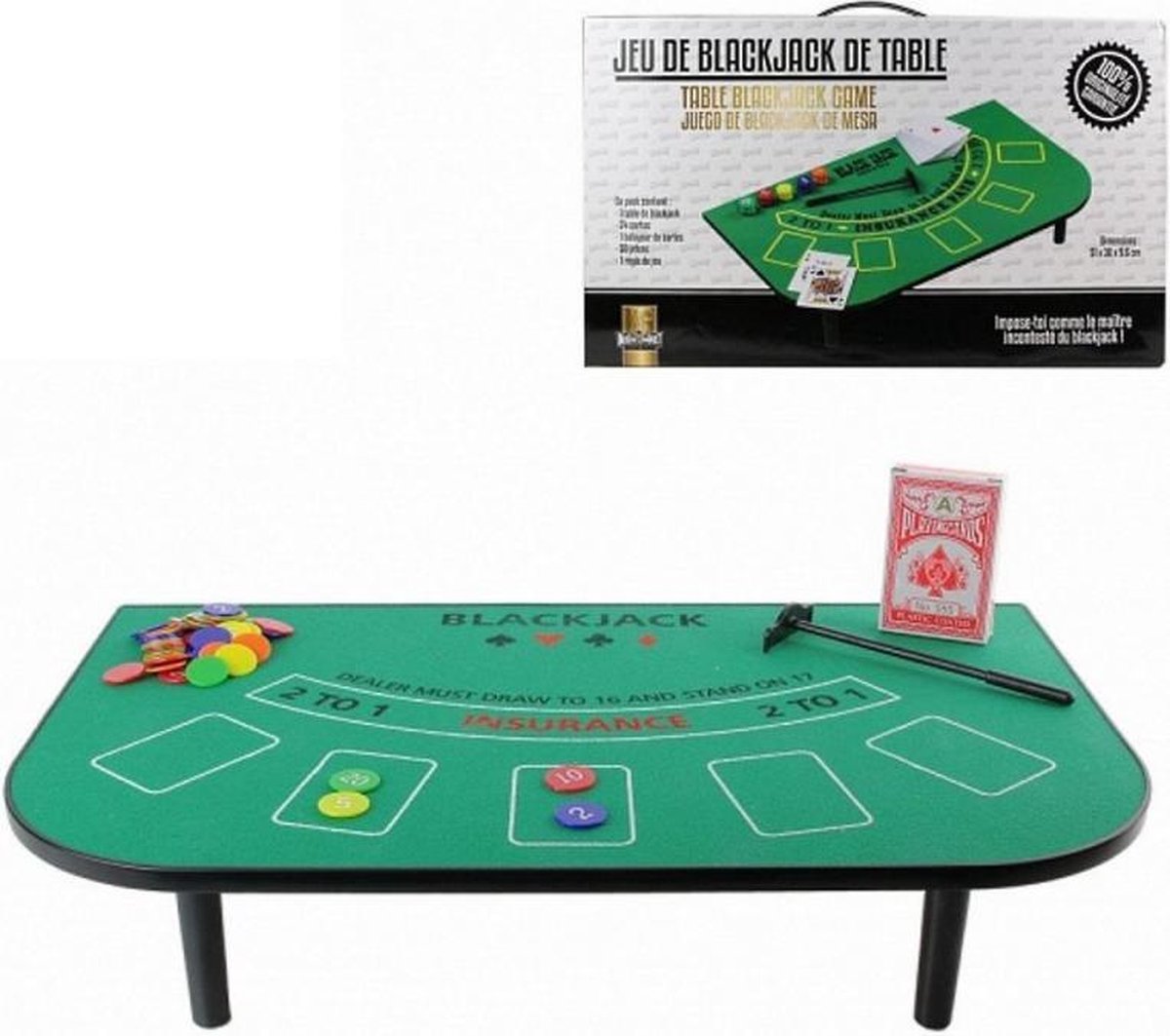 Casino Blackjack Tafel Spel Set - Met Kleed