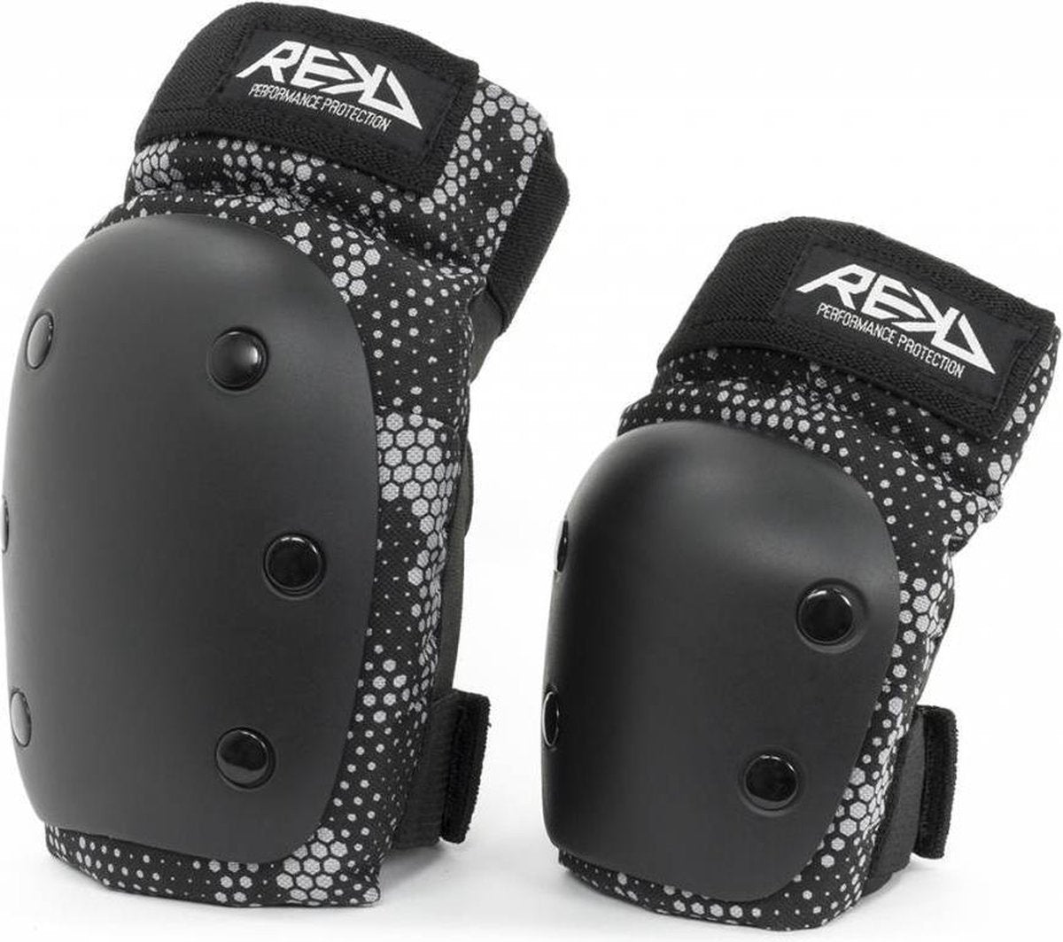 REKD Youth Heavy Duty Double Pad Set Zwart-Grijs - Maat S