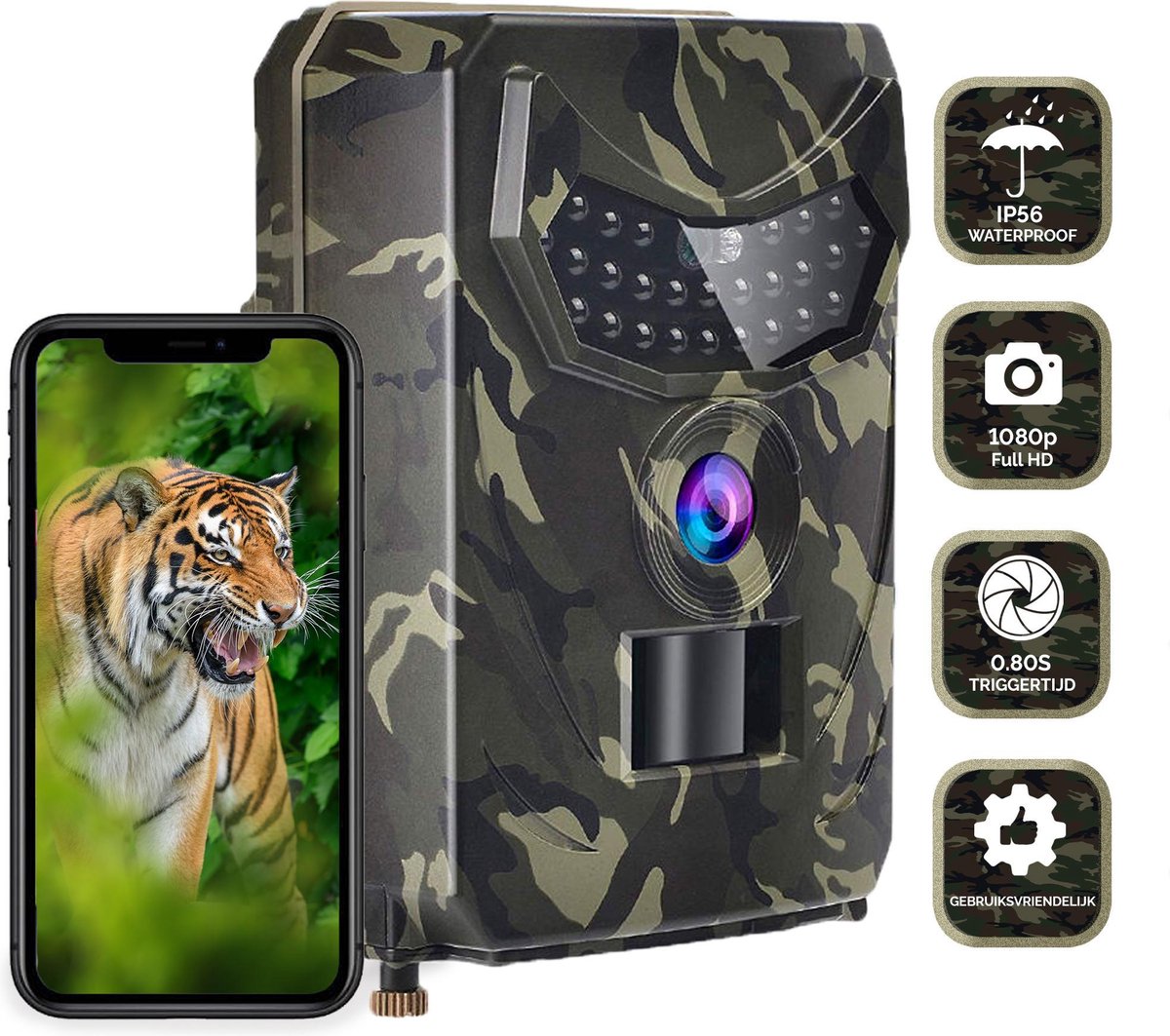 Wildlife Camera - Incl. 32GB SD-Kaart + Kaartlezer + 4 AA Batterijen - Wildcamera met Nachtzicht