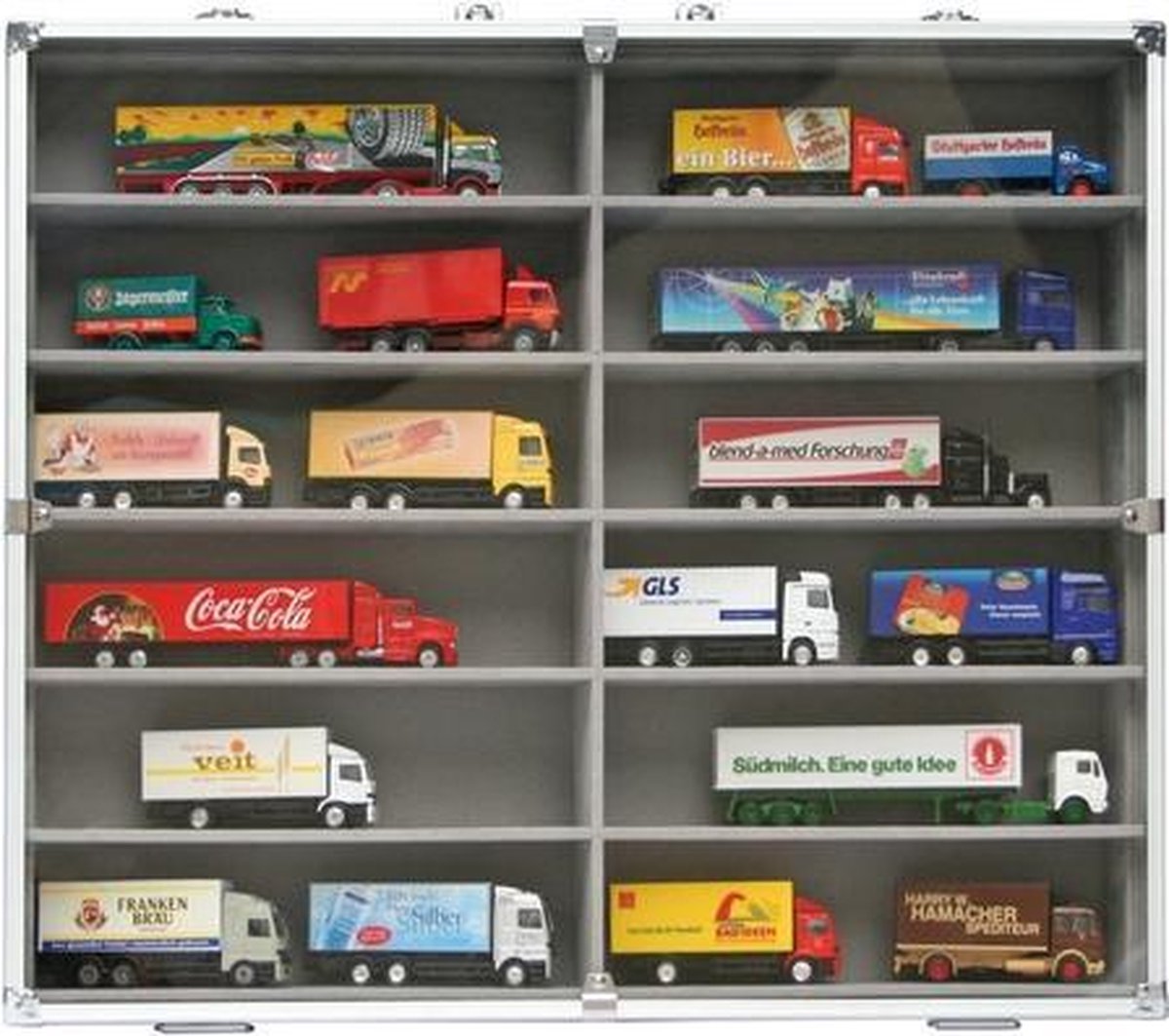 SAFE Aluminium vitrine koffer met 12 vakken - 510 x 450 x 78 mm