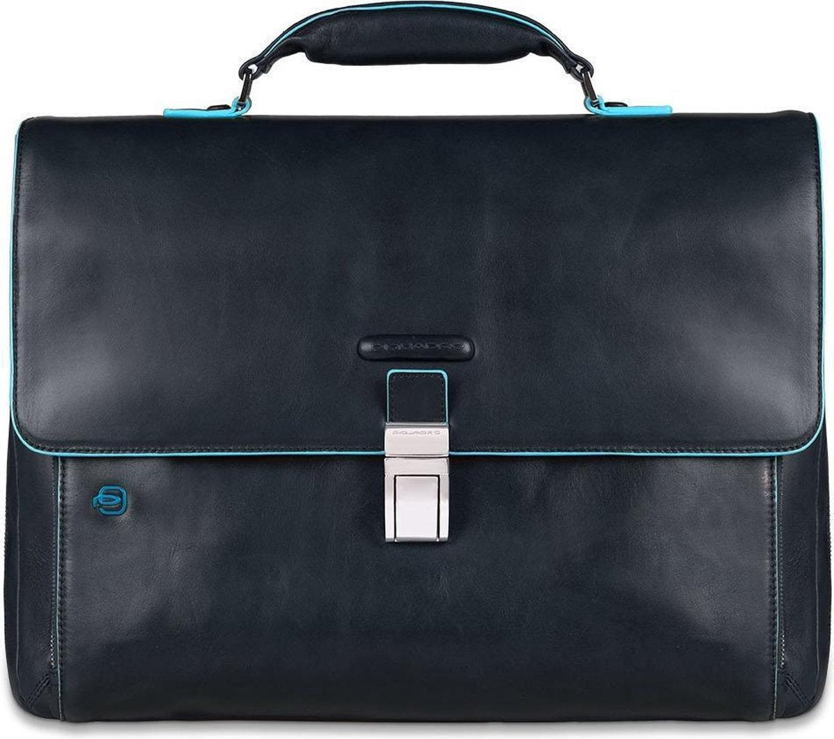 Piquadro Blue Square Expandable Computer Portfolio Briefcase 15 Night Blue