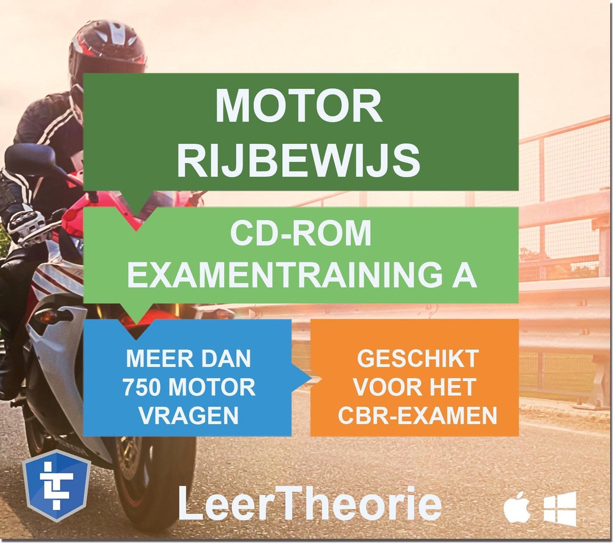 Motor rijbewijs a - cd-rom 2021 motor examentraining a - 700 oefenvragen - 15 theorie examens - ontworpen voor het cbr theorie-examen