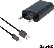 USB lader reislader slimline + 3 meter data kabel Zwart voor Apple iPhone