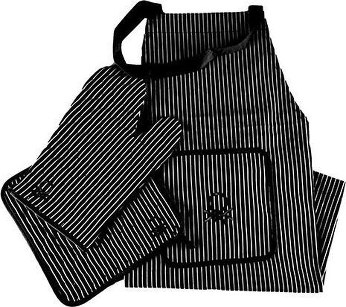 SET 3 PIECES (MITT + SCHORT + GRAB) 100% wit katoen / BLACK - BENETTON