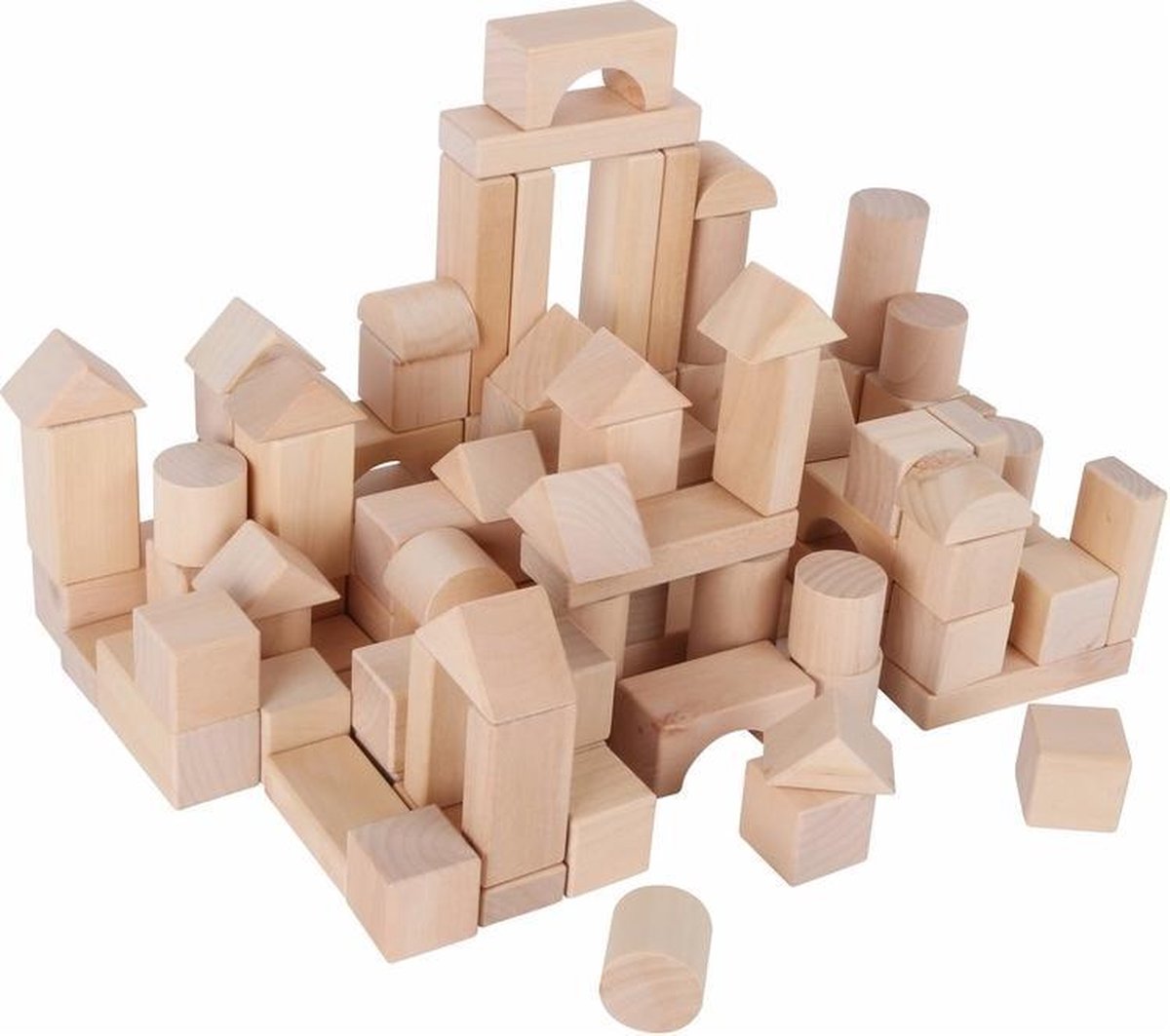 Zak met 100 houten blokken