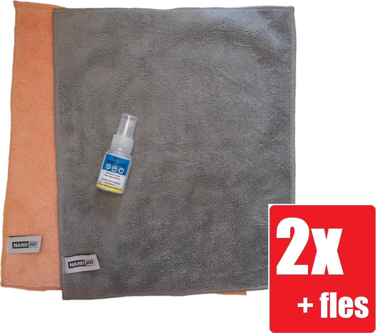 Nanodoekje - Nanodoek - Nanodoekjes - Nanohandschoen - Schoonmaakdoek - Microvezeldoek - ACTIE 2 Stuks Grijs