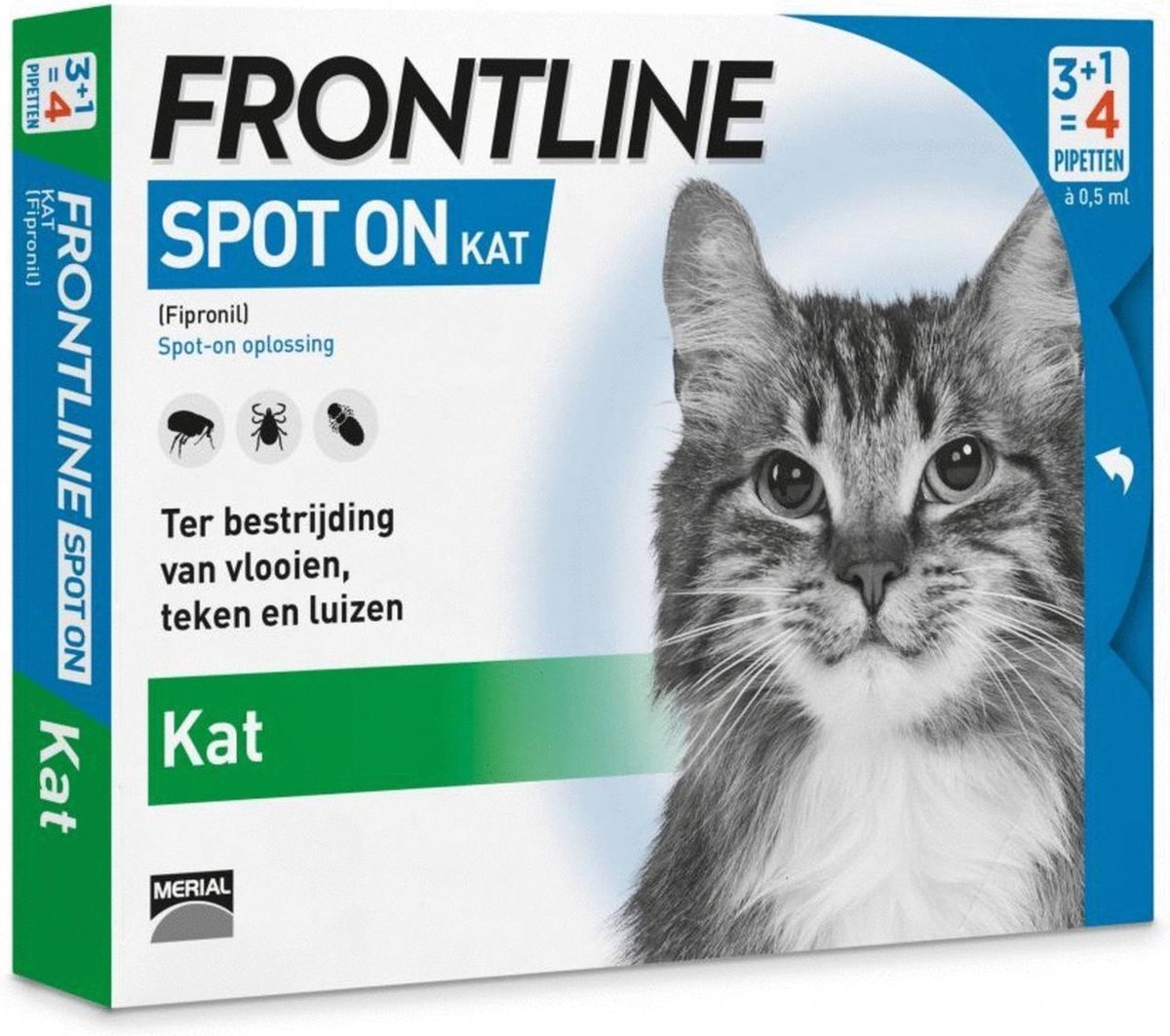 Frontline Spot On - Kat -Tegen vlooien en teken - 4 pipetten