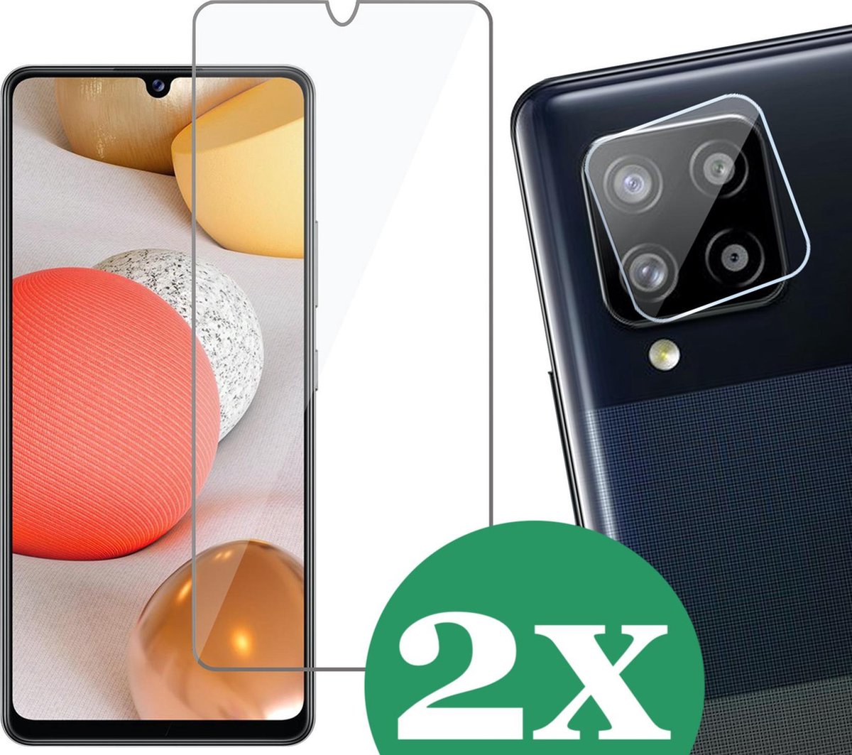 Samsung A42 Screenprotector - Samsung Galaxy A42 Screen Protector Glas en Samsung A42 Screenprotector Camera - 2 Stuks