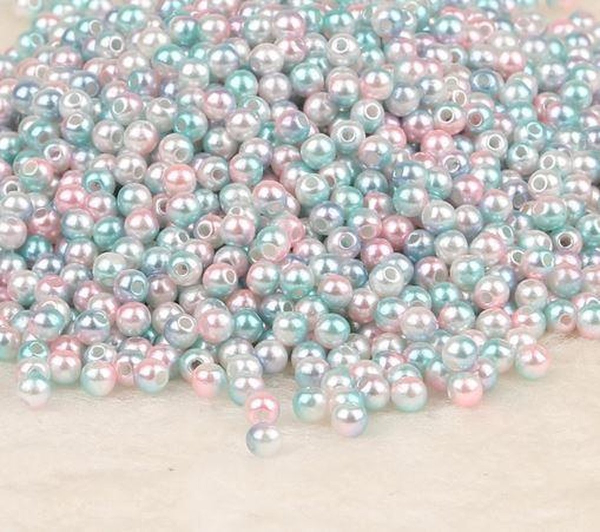 200 stuks parelmoer kralen roze/bauw/wit 200 stuks