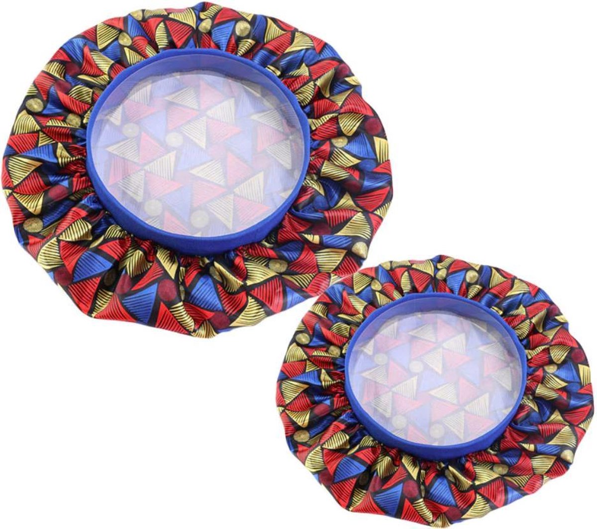 Cabantis Bonnet|Twinning Moeder en Dochter|Moeder Cadeau|Cadeau Meisje|Haar|Slaapmuts| Donkerblauw met geel-rode accenten| Donkerblauwe Band