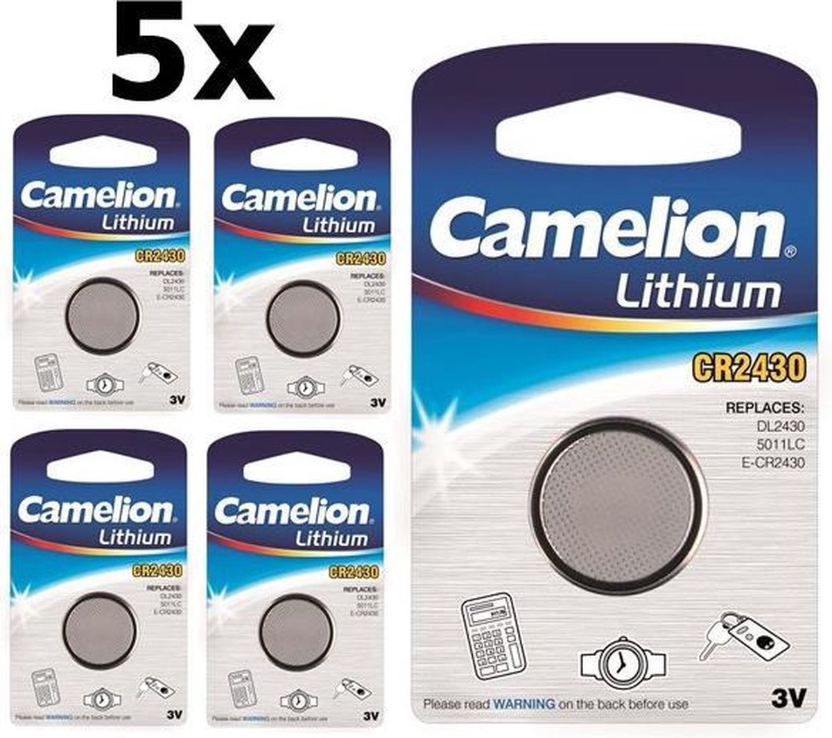 5 Stuks Camelion CR2430 3v lithium knoopcelbatterij