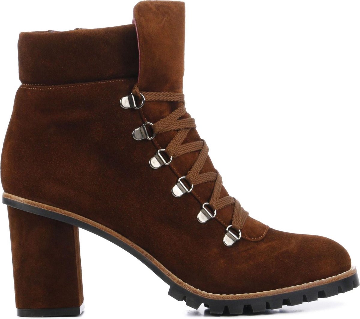 Lilian Vrouwen Suède  Enkellaarsjes / Laarzen / Damesschoenen 11610 - Cognac - maat 40.5