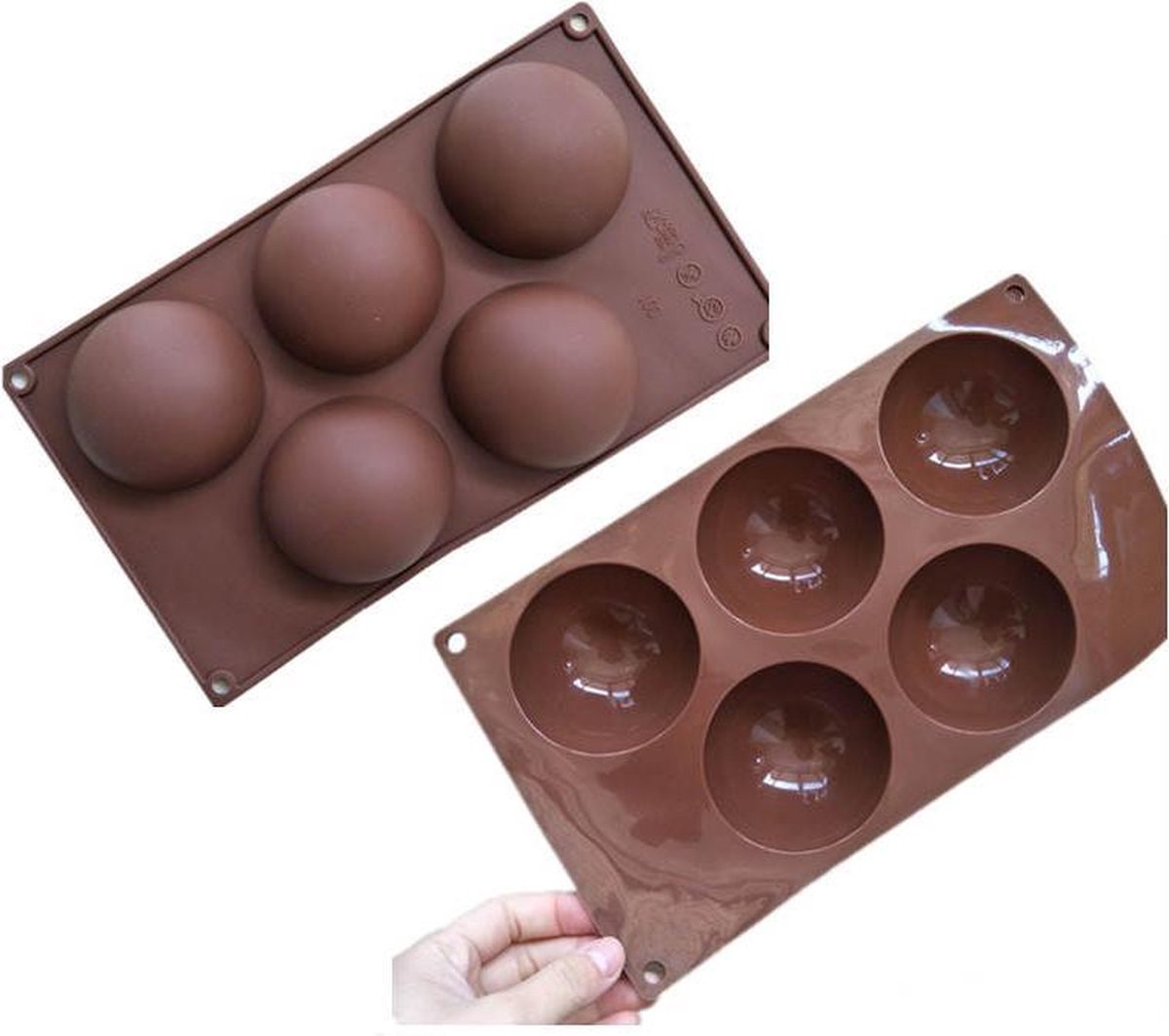 ProductGoods - Siliconen Bakvorm Halve Bollen - Halfrond Rond - 5 Stuks - Bakvormen