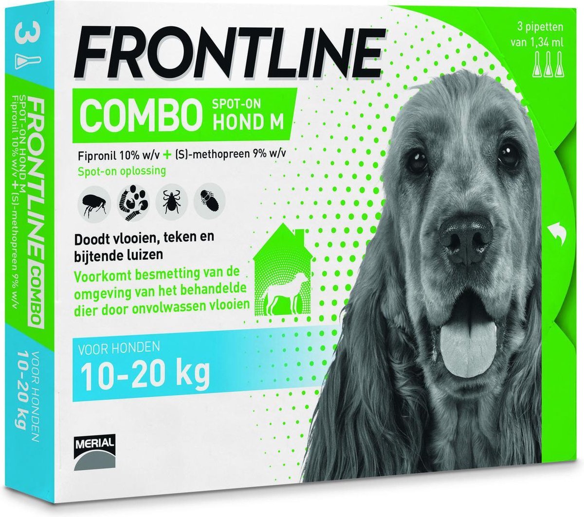 Frontline Combo - M: van 10 tot 20 kg - Anti vlooienmiddel en tekenmiddel - Hond - 3 pipetten