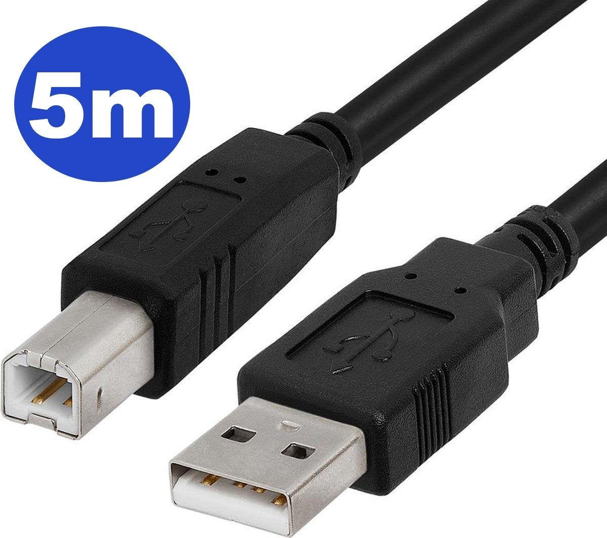 Printerkabel USB-A naar USB-B - 5 Meter - Kabel Voor Printer en Scanner