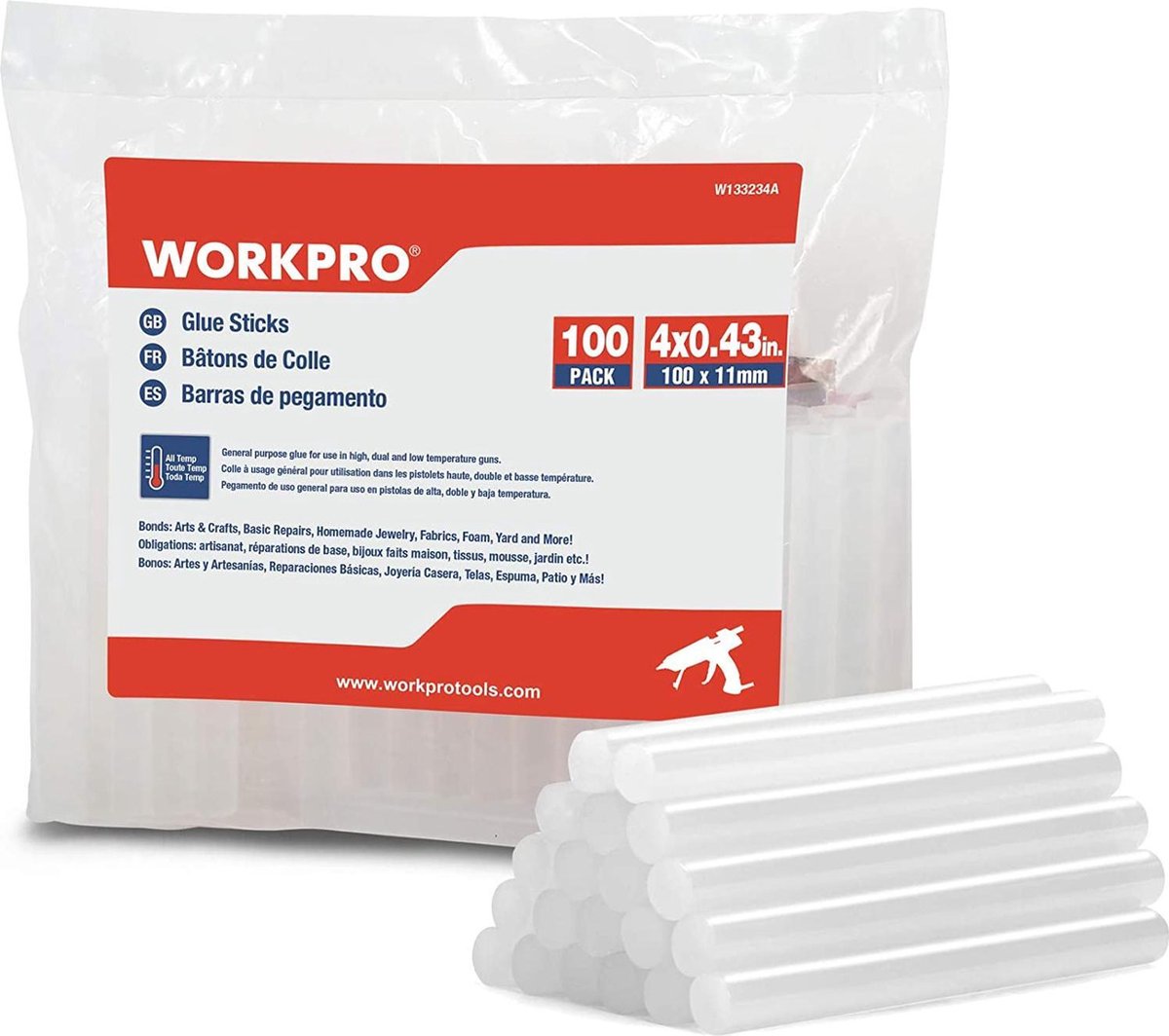 LIJMPATRENEN 11 MM -Zinaps 100-delige lijmsticks Set 11 x 100 mm Transparante hete lijmsticks voor standaard hete lijmpistool DIY Reparatie Decoreren (WK 02129)