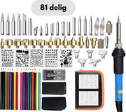 Flex - Professionele Houtbrander Set - 80+ Delig - Graveerpen - Pyrografie - Houtbewerking - Soldeerbout - Knutselpakket- + 3 Gratis Vingerbeschermers