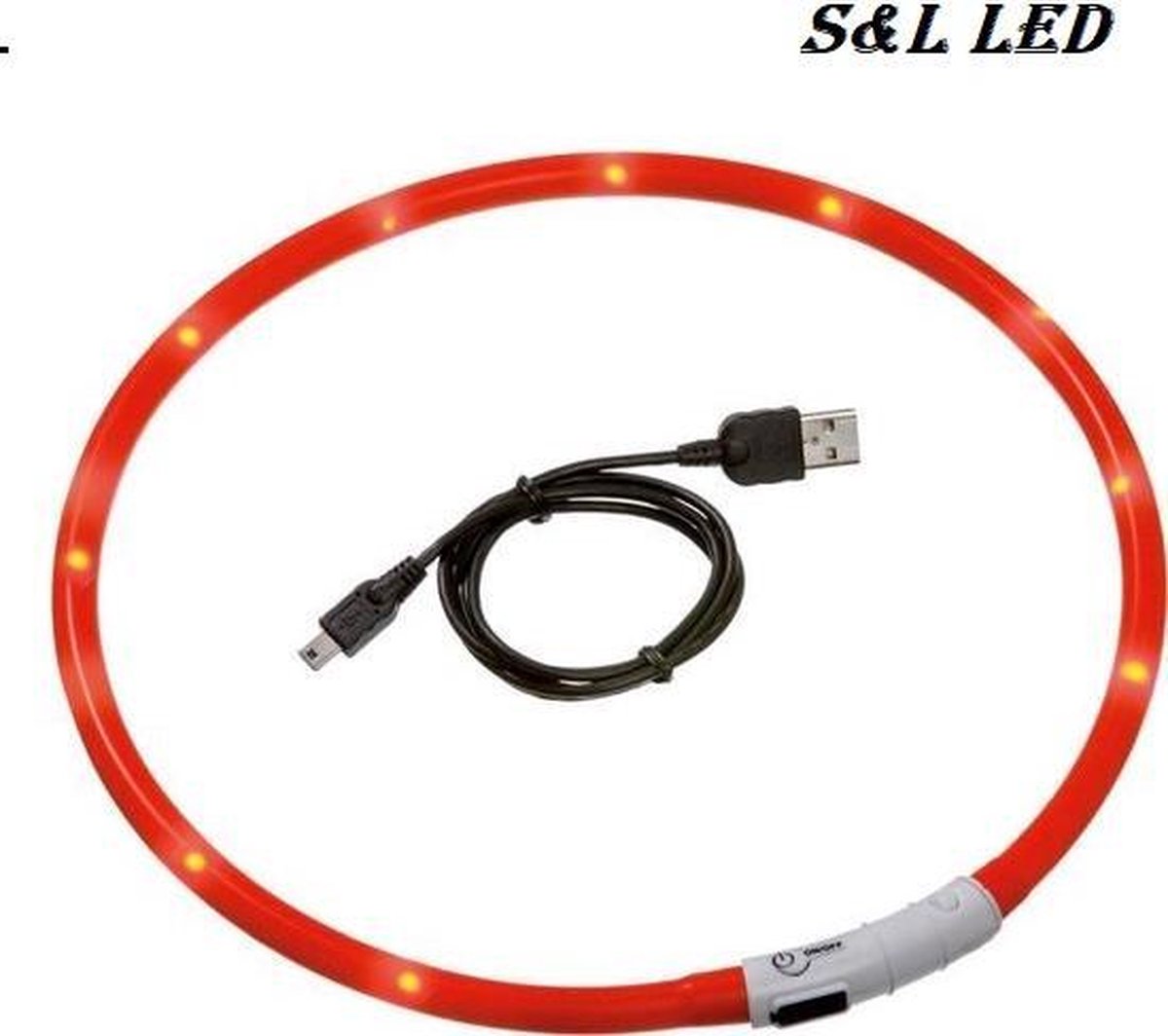 LED Honden halsband - Rood - 20 - 70 cm - USB Oplaadbaar