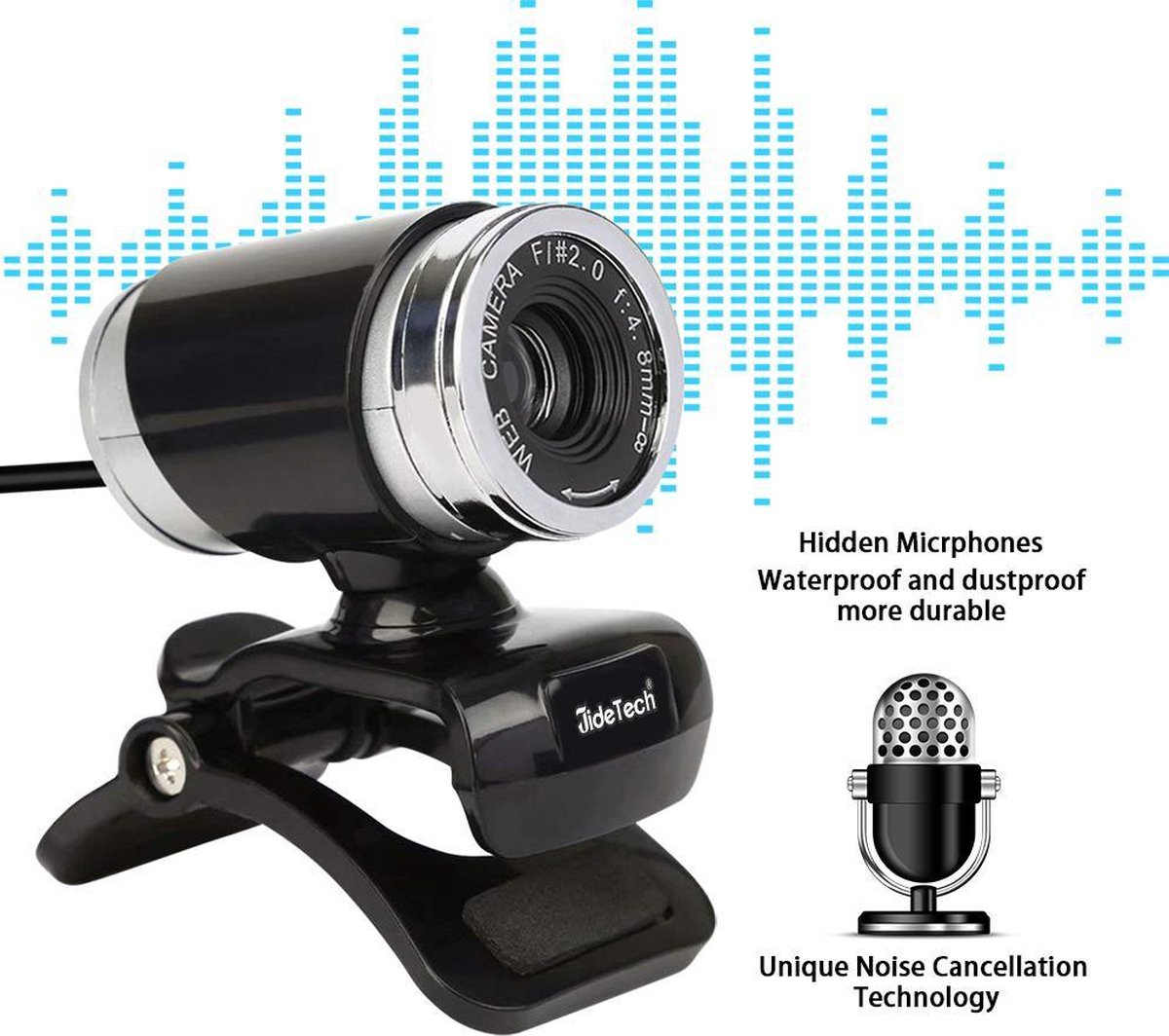 WiseGoods Premium USB Webcam - Computer Camera - 360 Graden - Clip-on - Desktop / PC / Laptop - Skype - Youtube Cam
