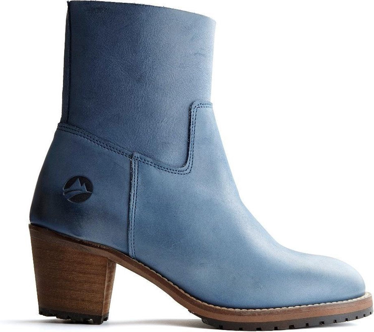 Travelin Bordeaux - Dames enkellaars met hak - Blauw - Leer - Maat 39