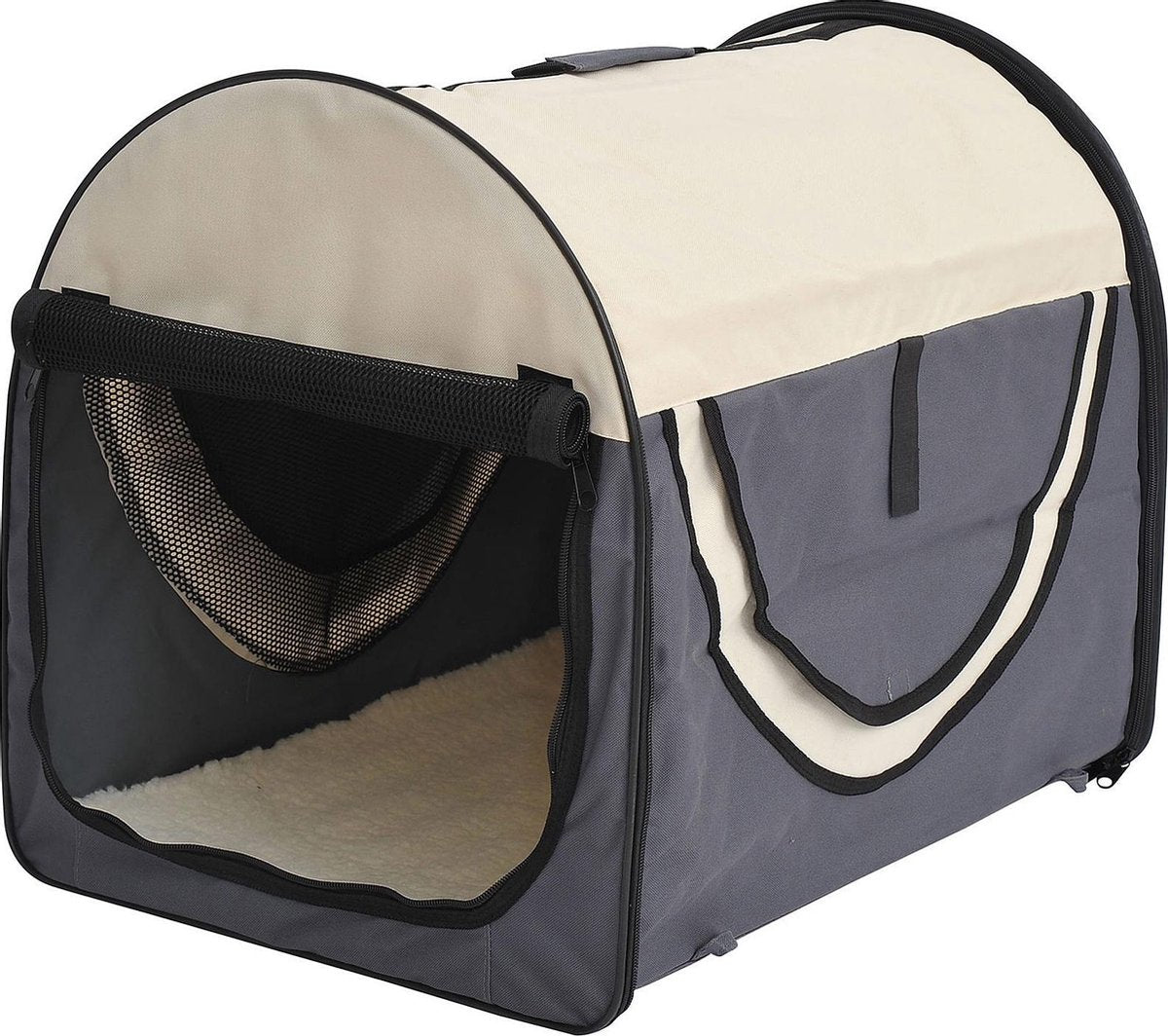 PawHut Honden transporttas opvouwbaar grijs/crème maat XL 81 x 56 x 66cm