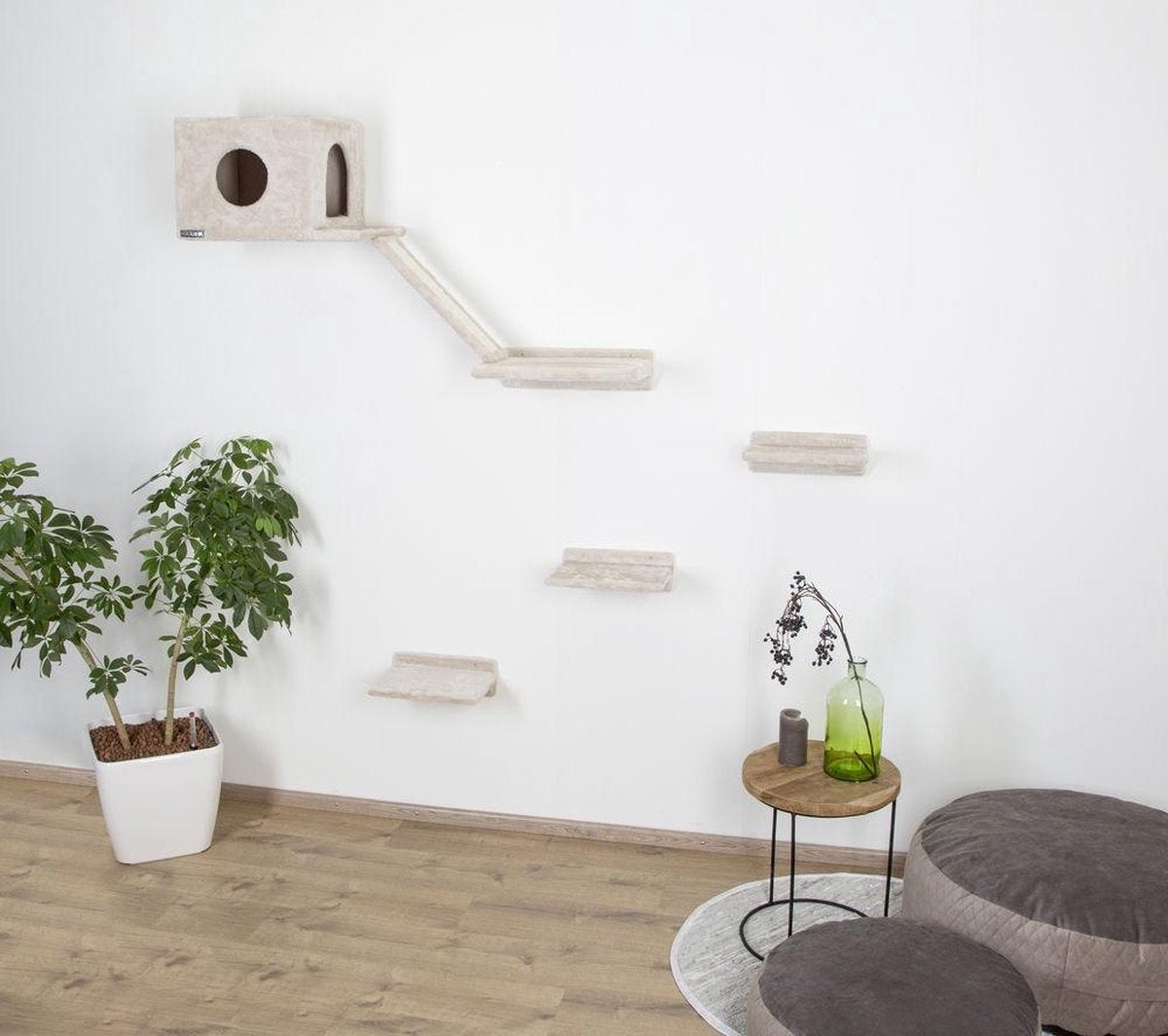 Katten klimmuur Mont blanc "6 stuks" Beige - klimmuur kat - katten klim wand - kat muur