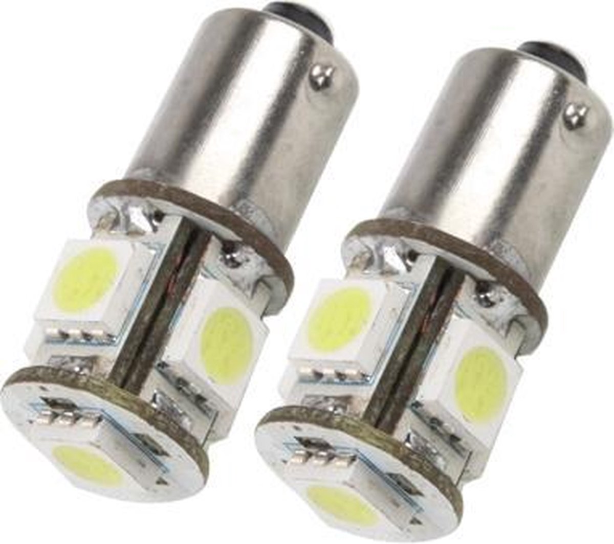 BA9S Rode 5 LED autosignaal gloeilamp (paar) (rood licht)